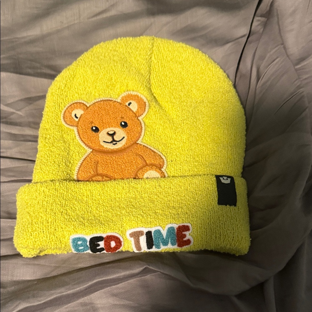 Yellow Teddy Bear Beanie Hat